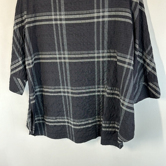 Ali Miles Plaid Tunic Top Size PM Artsy Crinkle Fabric Asymmetrical Fall Autumn - Picture 11 of 13